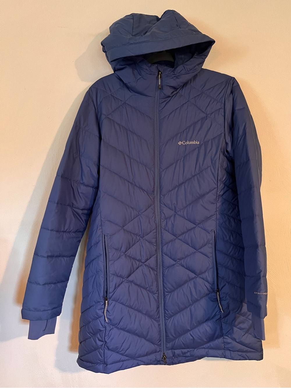 Columbia Women's Heavenly™ Long Hooded Jacket Thin Puffer Large